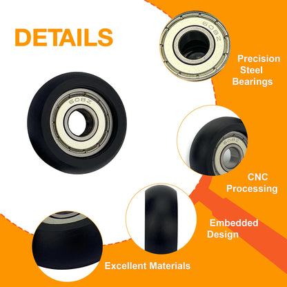 Upgraded Machined Roller Wheels Compatible with AeroPilates Reformer,Replacement Parts for Pilates Reformer Machine,The Bearing Bore Diameter is 5/16 Inch,4Pcs