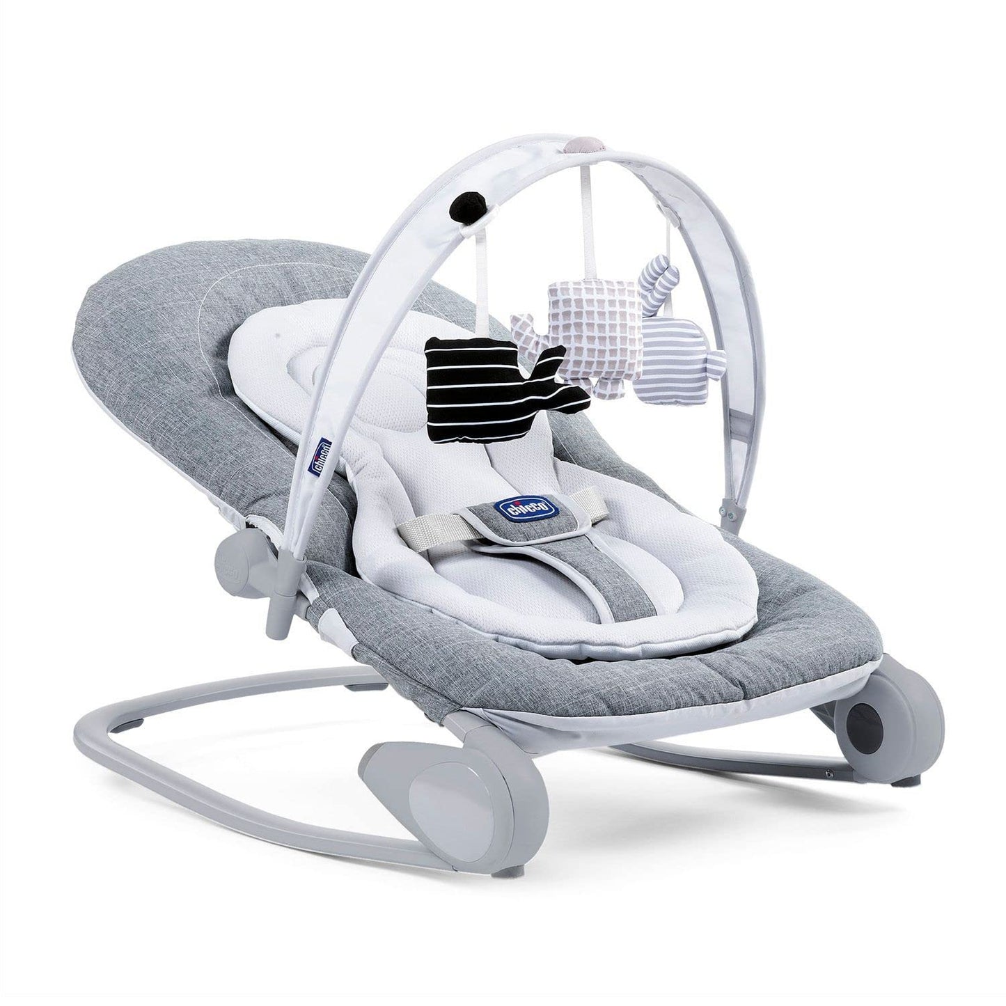 Chicco Hoopla Hammock with Play Bow Rocking System and Reducer 0-18kg Denim Grey (Titanium)