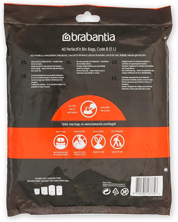 Brabantia PerfectFit Trash Bags Thick Plastic Trash Can Liners