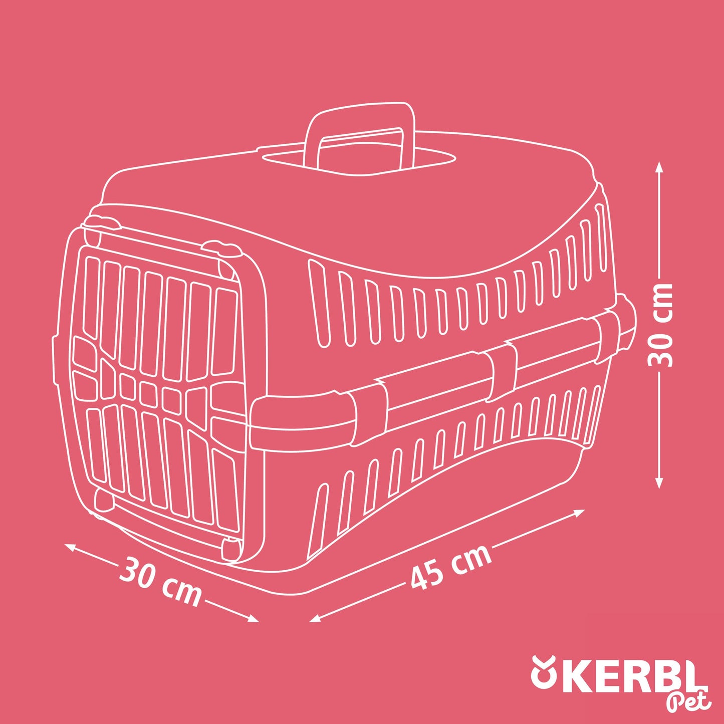 Kerbl Transport Box Expedion with Plastic Door, 45 x 30 x 30 cm, Cream/ Taupe