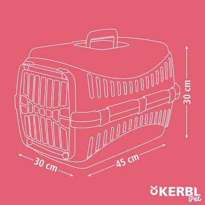 Kerbl Transport Box Expedion with Plastic Door, 45 x 30 x 30 cm, Creme/ Bordeaux