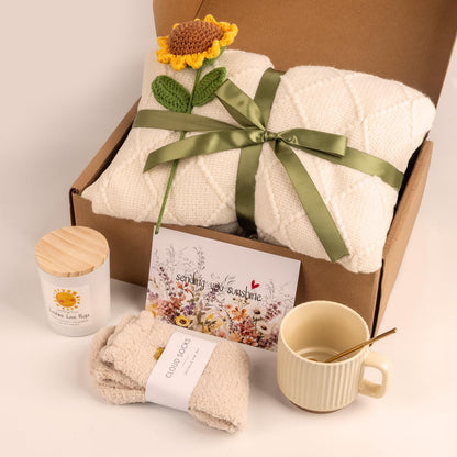 Anforsun Sending Sunshine Sunflower, Thinking of You Care Package Unique Gift Baskets for Women, Best Friend Birthday and Get Well Soon