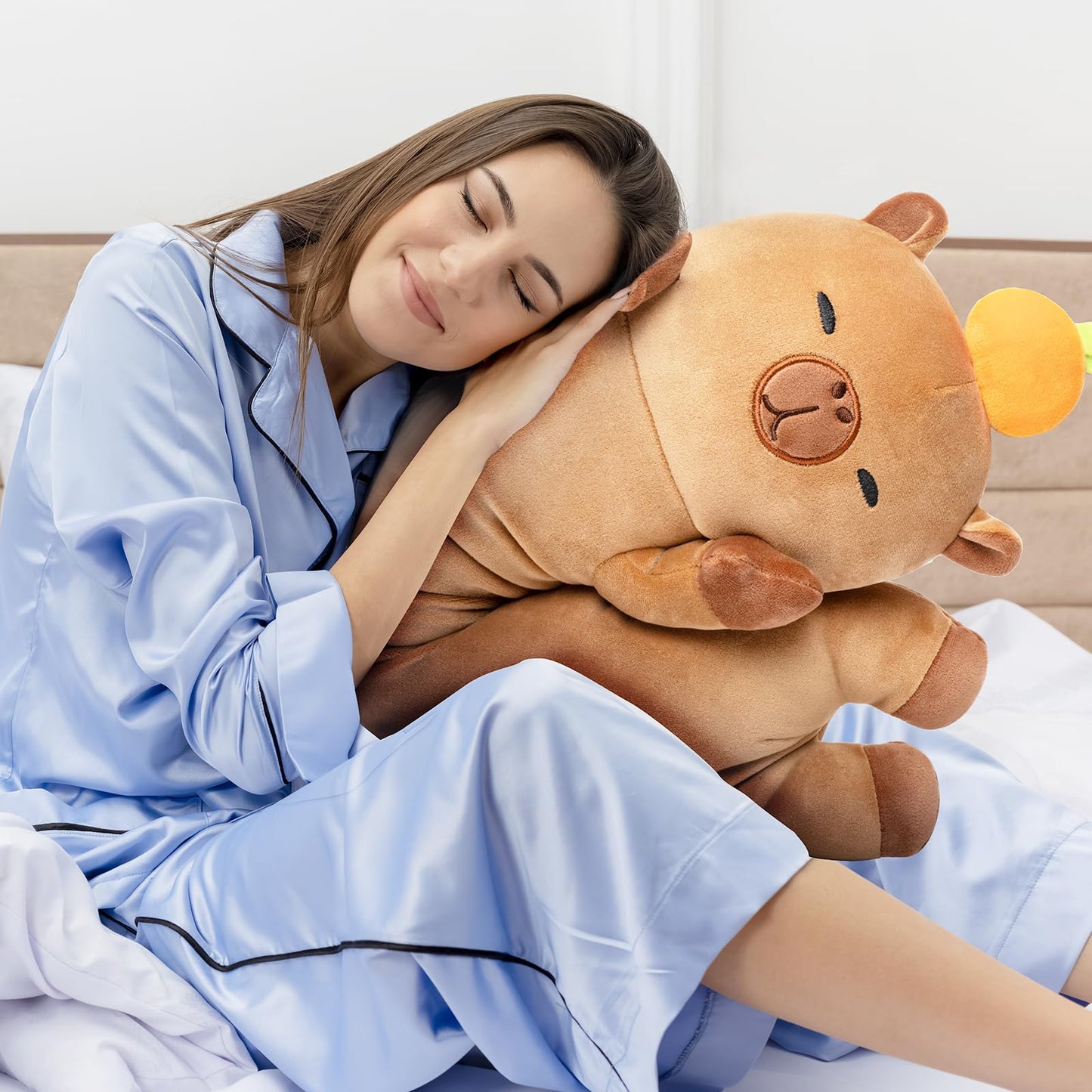 Mewaii 20in Long Plush Capybara Body Pillow, Cute Capybara Stuffed Animals Soft Plushies, Squishy Big Cuddle Pillow Toys Gift for Girls