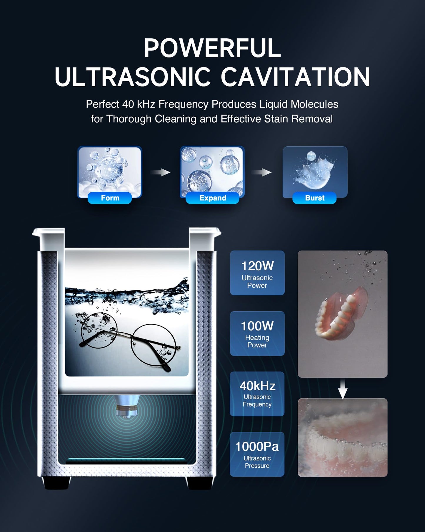 CREWORKS 3L Ultrasonic Cleaner with Heater and Timer, 120W Stainless Steel Ultrasonic Cleaning Machine with Degas & Gentle Modes, Ultrasound Washing Machine for Jewelry Glasses
