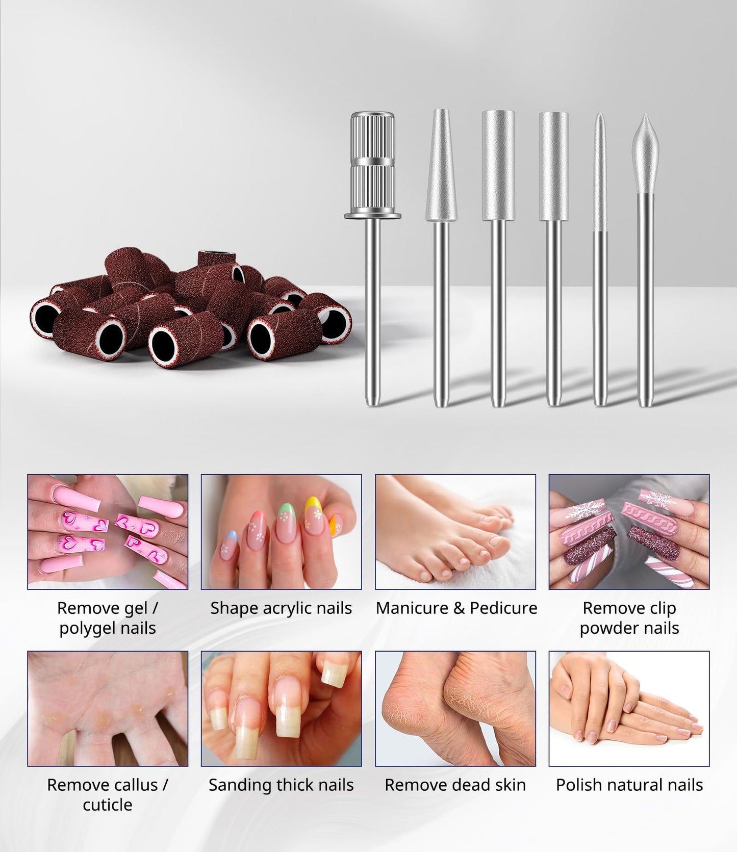 AIRSEE Home Lite USB Mobile Nail Drill Machine for Beginners Portable Nail File Manicure Pedicure Dremel Kit with 6 Bits 26 Sanding Bands for Home Acrylic Gel Nails Polishing DIY,Purple