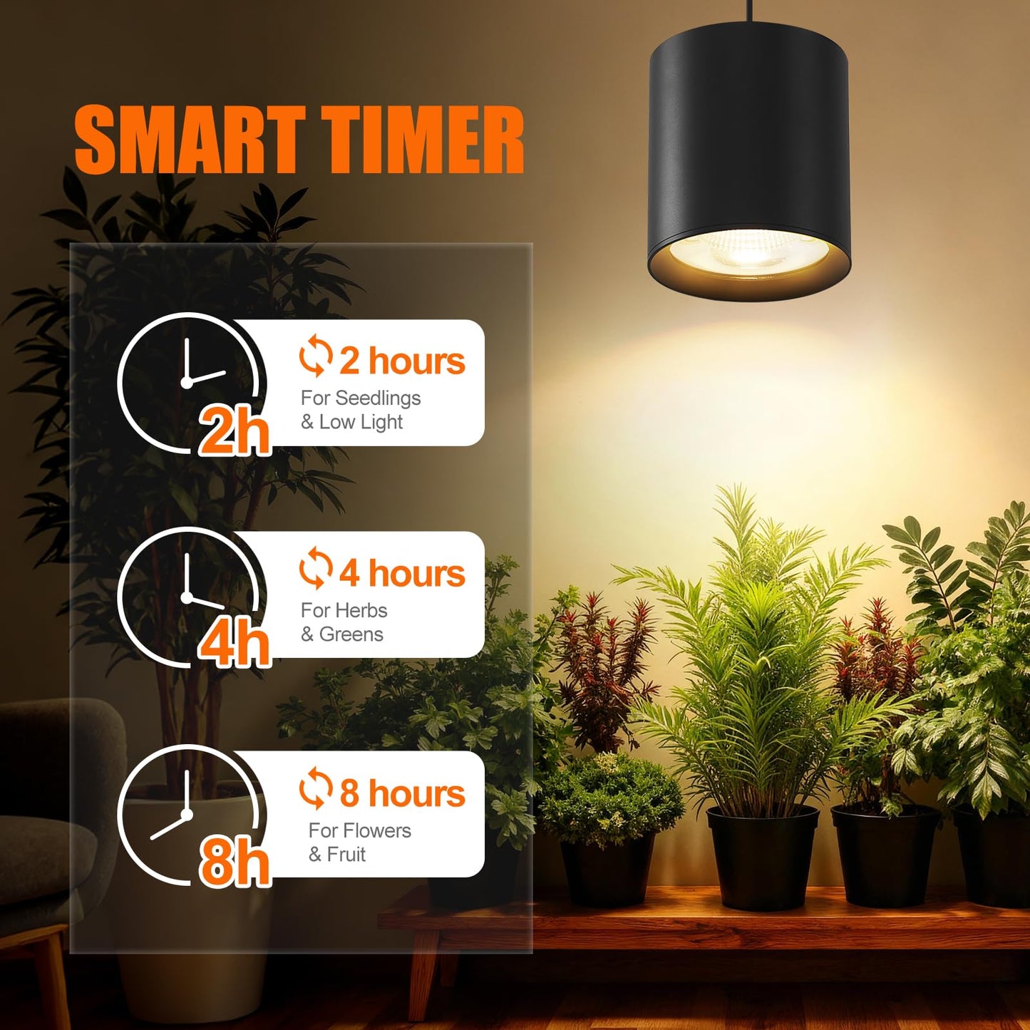 Airseafar Dimmable Hanging Grow Lights for Indoor Plants, Full Spectrum Hanging Plant Light with Timer & 16.4FT Power Cord, 24W, 3600K Black Glow Light for Garden, Herbs, Seed, Flowers