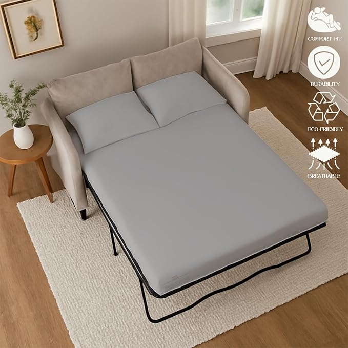 Sleeper Sofa Bed Sheet, 100% Cotton 400 Thread Count, 4 Piece Set, Deep Pocket