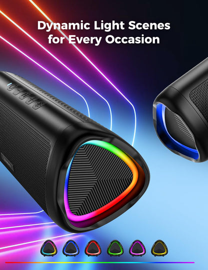 Bluetooth Speaker Gifts for Men: Portable Wireless, IPX5 Waterproof, White Elephant Gifts for Adults, Stocking Stuffers for Teens Boy Girl, Up to 20H Playtime, TWS Pair, for Home/Party/Outdoor (Black)