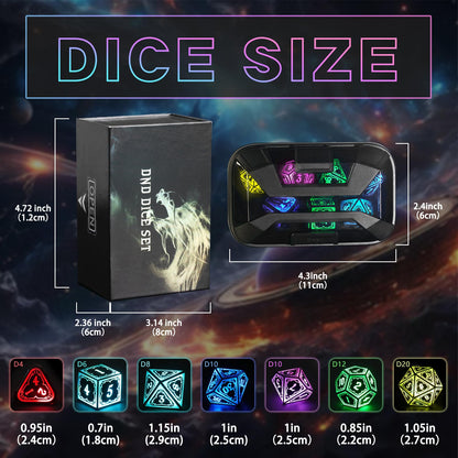 FONVGOGO Wireless Light Up Dice Set D and D RGB for Dungeons and Dragons,Cool LED DND Dice with Charging Box Rechargeable 7 Color Polyhedral Role Playing Dice for DND Gifts RPG(Astral Shard Black)