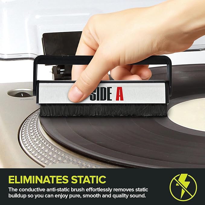Side A Vinyl Record Brush with Soft Carbon Fibre Bristles, Anti-Static