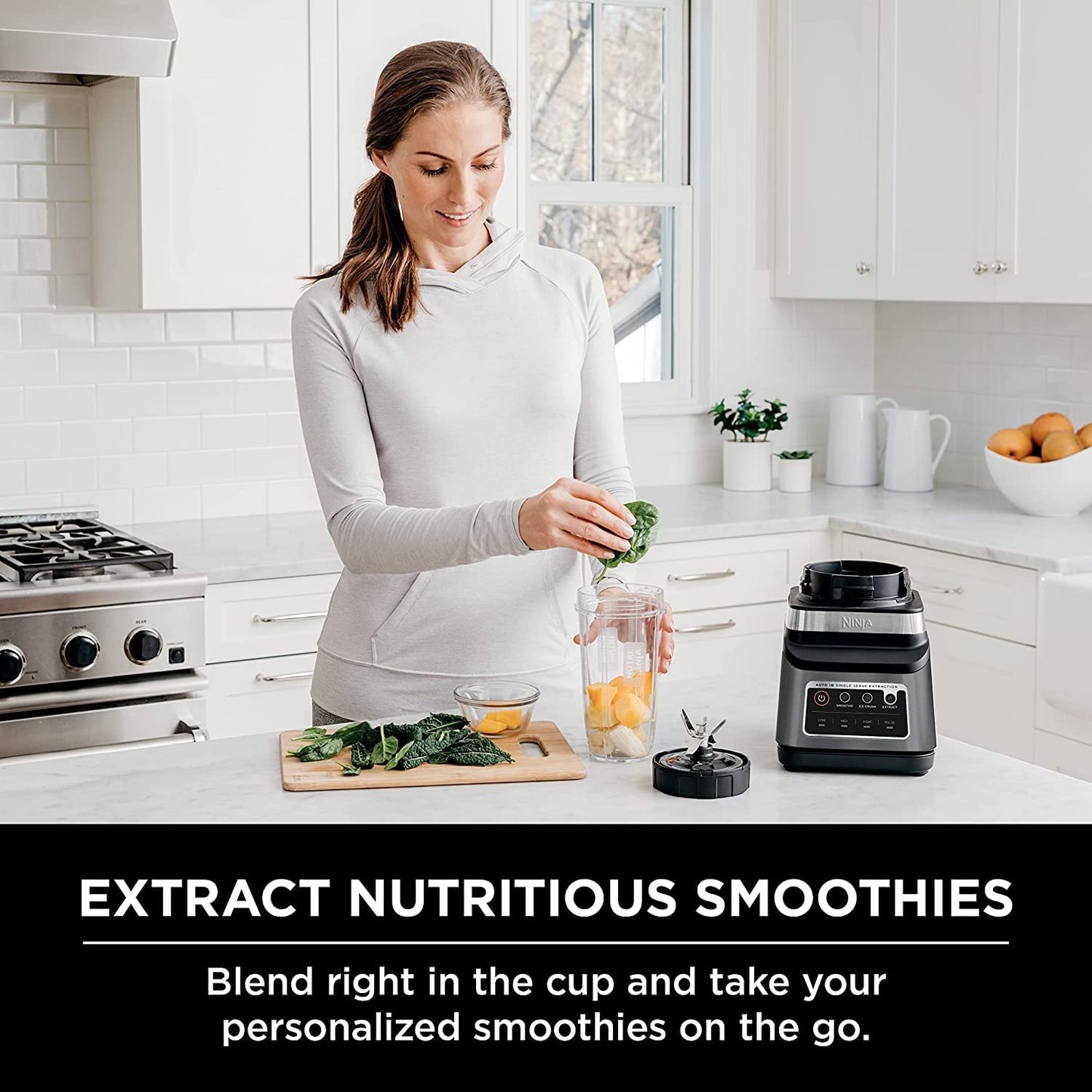 Ninja BL660 Professional Compact Smoothie & Food Processing Blender, 1100-Watts, 3 Functions -for Frozen Drinks, Smoothies, Sauces, & More, 72-oz.* Pitcher, (2) 16-oz. To-Go Cups & Spout Lids, Gray