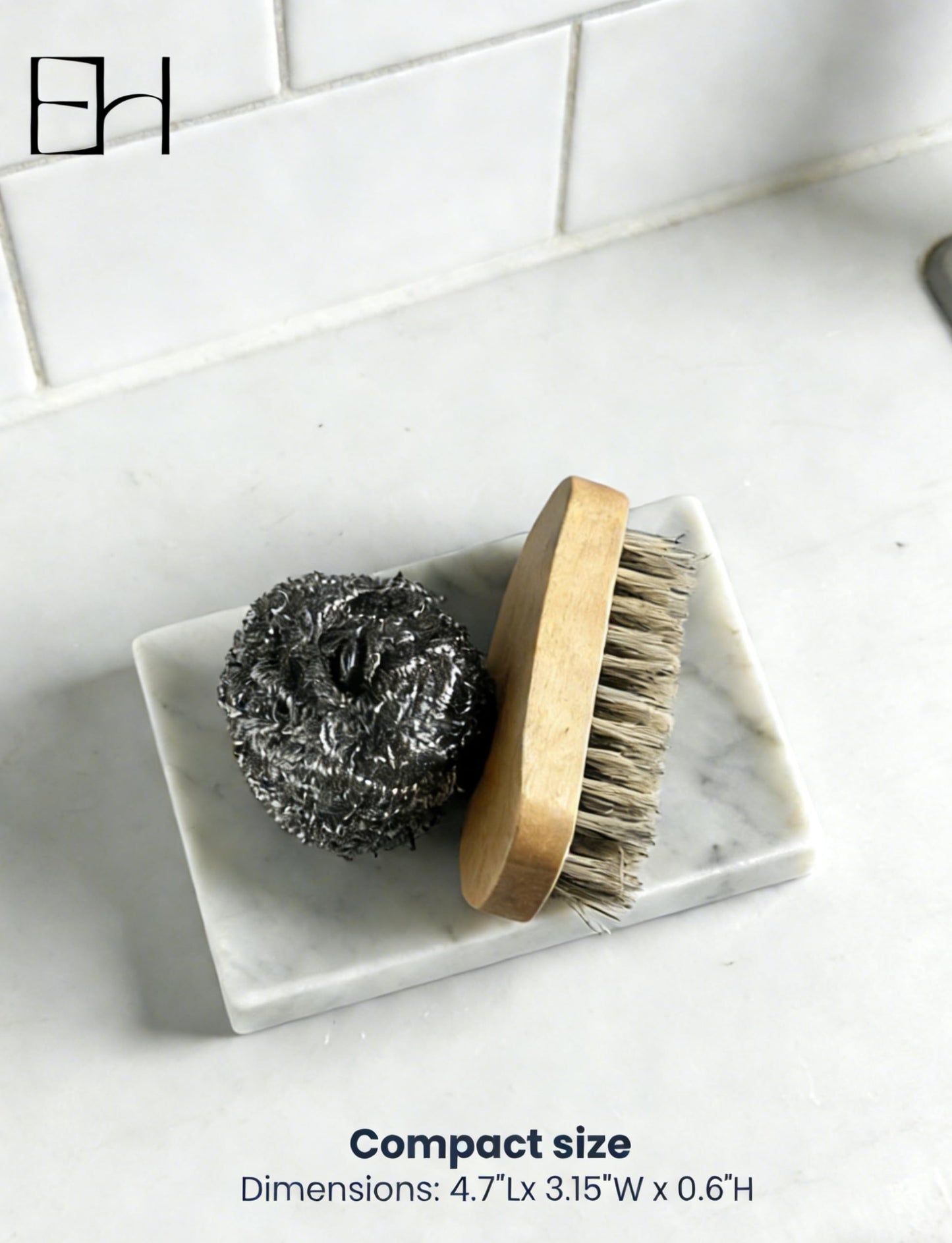 EXCHUES Natural Marble Soap Dish for Shower with Silicone Non-Slip Feet, Stone Drying Tray, Bar Soap Saver, Holder Container for Bathroom Decor Accessories(Carrara White, Rectangular)