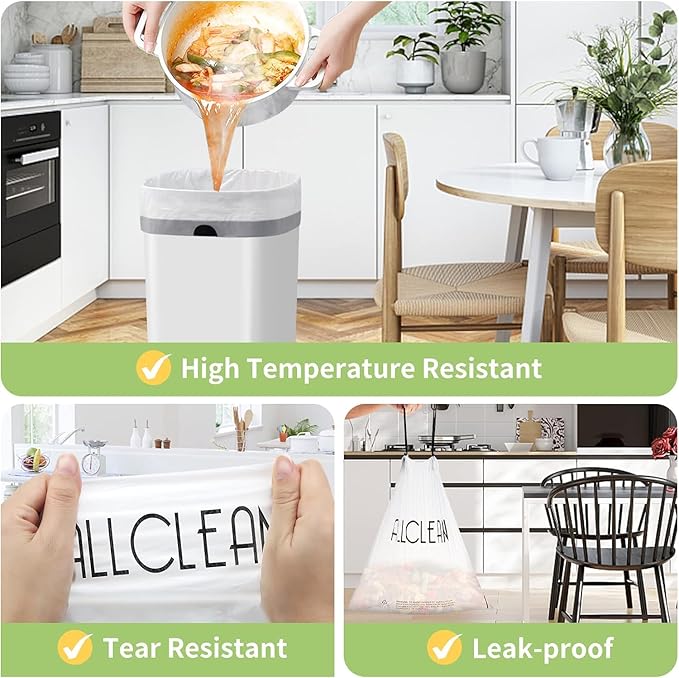ALLCLEAN 4 Gallon Small Trash Bags, 180 Bags Unscented Small Garbage Bags