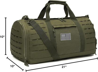 QT&QY 40L Military Tactical Duffle Bag For Men Sport Gym Fitness Tote Travel Training Workout With Shoe Compartment Basketball Football Weekender