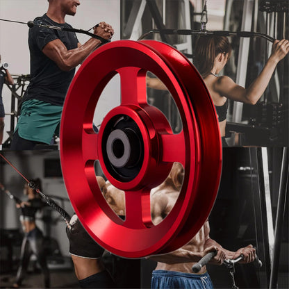Gueiddi Aluminum Pulley for Home Gym, Load Capacity Sealed Bearing Pulley System, Quiet & Smooth Replacement Gym Pulley Wheel for Cable Machine, LAT Pulldown, Weight Equipment (1, Red, 88-90mm)