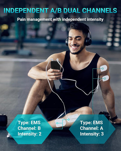 Comfytemp TENS Unit Muscle Stimulator for Pain Relief Therapy, FSA HSA Eligible TENS Machine, 20 & DIY Modes, Dual Channel EMS Unit, Pulse Muscle Massager for Back, Shoulder, Sciatica, Christmas Gifts