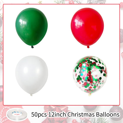 Christmas Balloons 50pcs Red Green White Latex Balloon for Party with Red Green Confetti Balloons Dark Green Matte White Christmas Party Decorations New Year Holiday Xmas Supplies