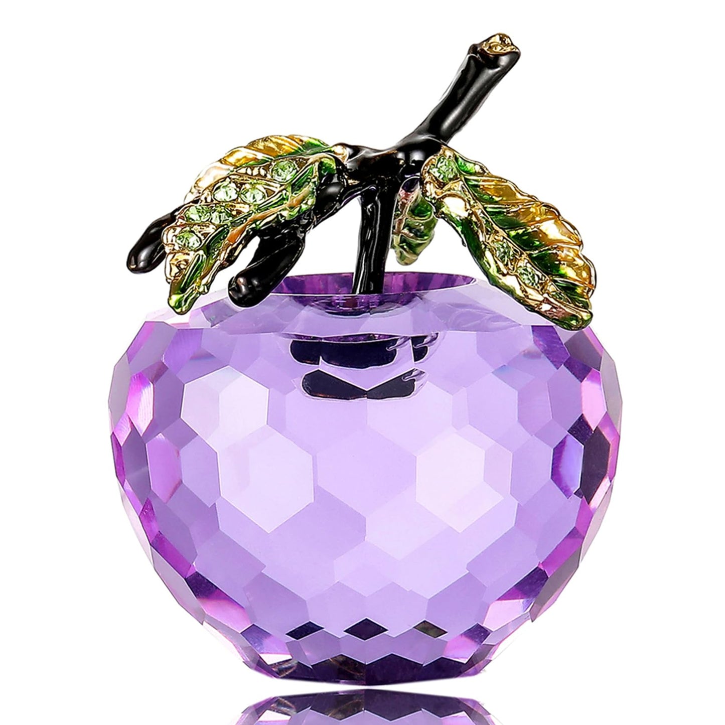 Vie jeune Crystal Apple Figurine Paperweight, Handmade Statue Ornament Home Decoration, Collectible Crystal Crafts, Come with Gift Box, Great Gift for Birthday Holidays Christmas (Purple-50mm)