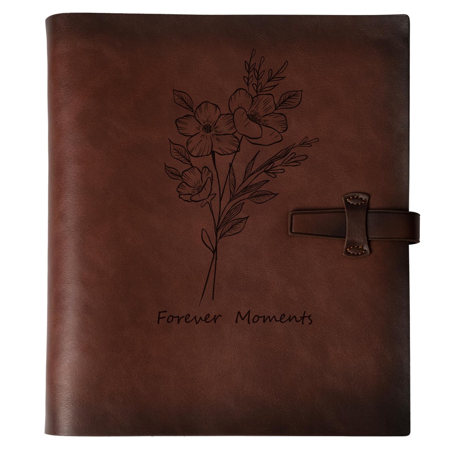 Photo Album 4x6 200 Photos, Genuine Leather Photo Albums with Writing Space with 30 Writing Paper, Travel Family Wedding Kids Graduation Ultrasound Baby Picture Album Scrapbook Photo Album（Flowers）