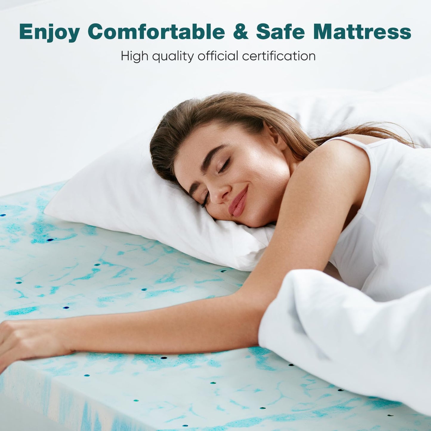 Sweetcrispy Mattress Topper Queen, Memory Foam 3 Inch Thick Gel Infused Cooling Pad for Pressure Relieve for Queen Size Bed, Sleeper Sofa, RV, Camper, CertiPUR US, Breathable
