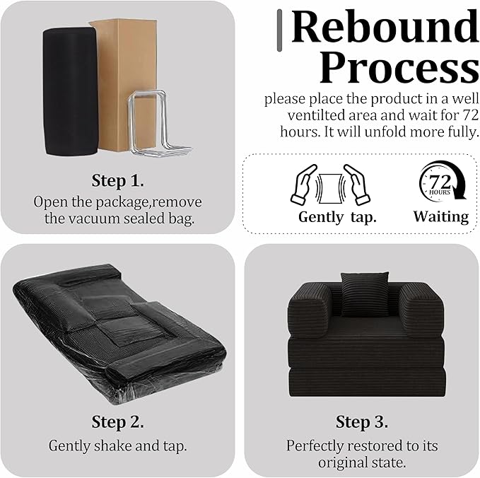 BSHOMGI Folding Sofa Bed, 2 in 1 Convertible Sofas Lounger Comfy Single Chair