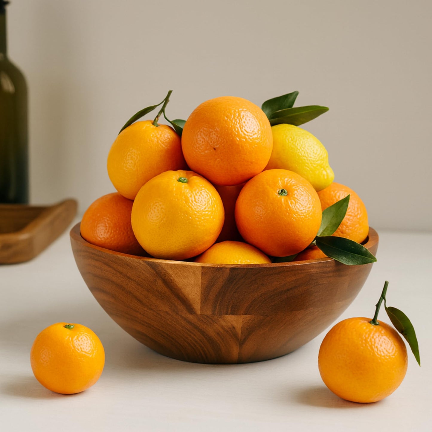 GoCraft Acacia Wood Bowl – 8 Inch Handcrafted Wooden Serving Bowl for Salad, Fruits, Snacks, Mixing or Display | Rustic Natural Finish | Decorative Tableware for Kitchen, Dining & Party Use