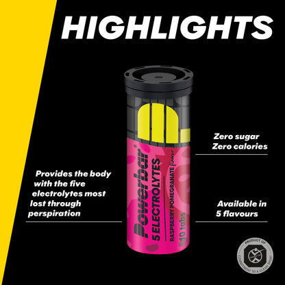 POWERBAR 5 Electrolytes Raspberry Pomegranate 12x10Tabs - Effervescent tabs providing the electrolytes