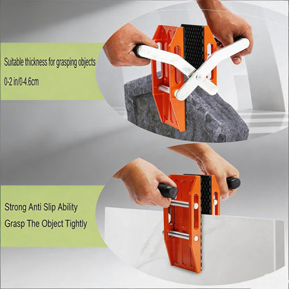 Double Handed Stone Carrying Clamps Granite Carrying Clamps Glass Carrying Clamp 660lbs Transporting Heavy Duty Carry Clamp 2 Pack (Orange)