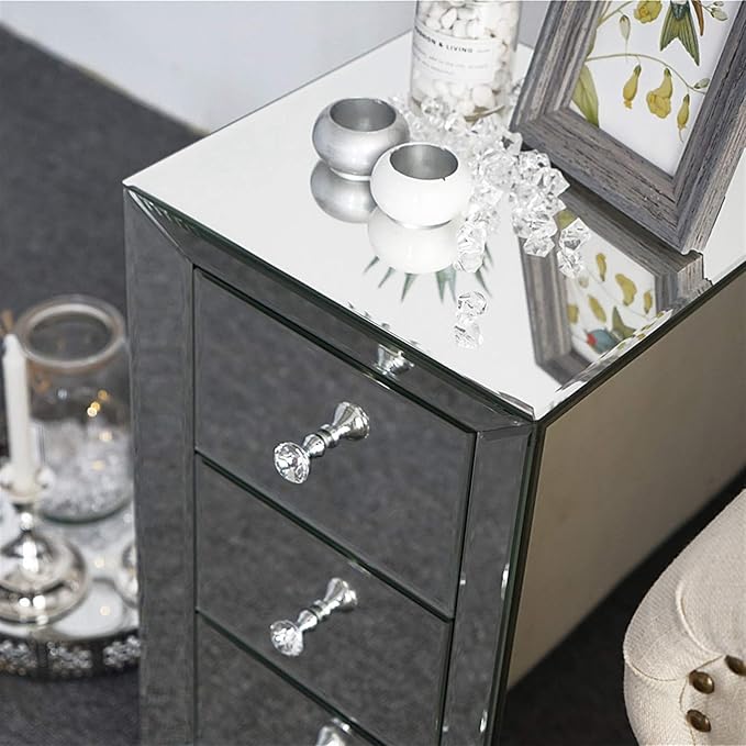 Mirrored End Table Modern Small Sofa Corner Table
