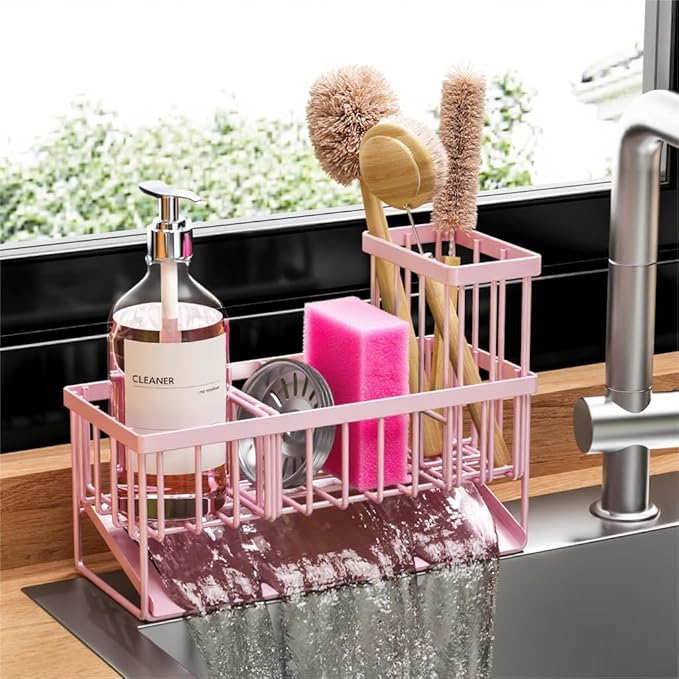 Cisily Pink Kitchen Sink Caddy Organzier