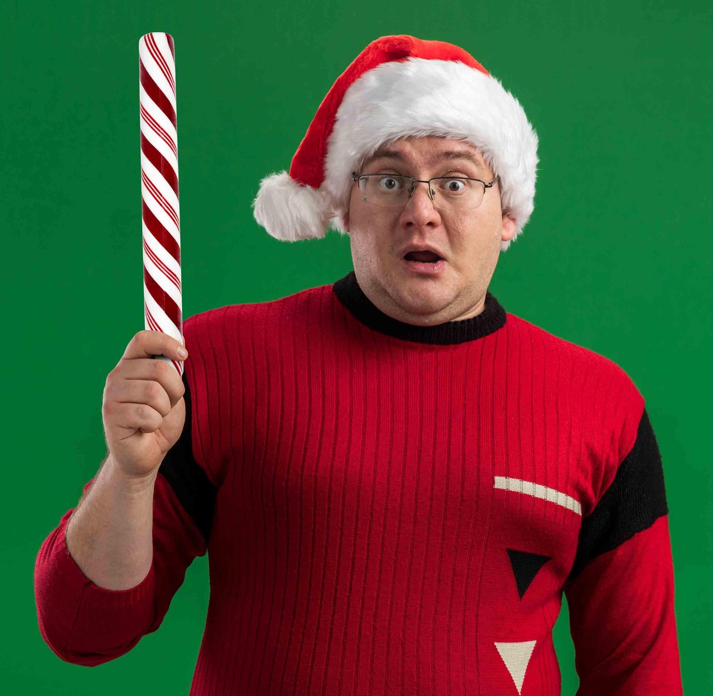 Giant Candy Cane Stick Peppermint Flavor 2 lb Large Red White Striped