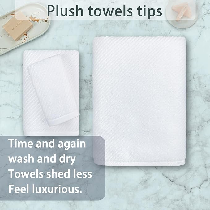 VOOVA & MOVAS White Towels for Bathroom, 100% Cotton | Quick Dry | Soft | Thick