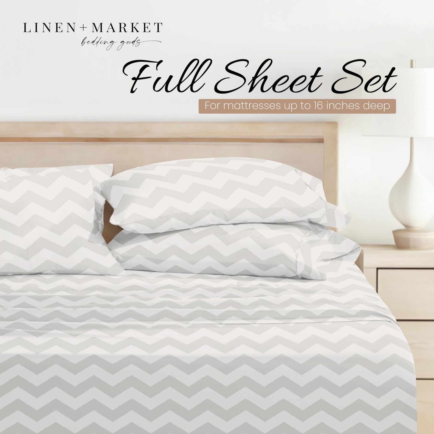 Linen Market 4 Piece Queen Bedding Sheet Set (Gray Arrow) - Sleep Better Than Ever with These Ultra-Soft & Cooling Bed Sheets for Your Queen Size Bed - Deep Pocket Fits 16" Mattress