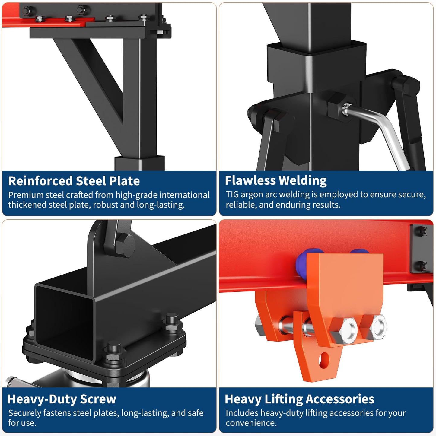 1 Ton Gantry Crane, 2200 LBS Adjustable Gantry Crane with 8-12 ft Height, Shop Lift Hoist with Manual Trolley, Hook & Shackles for Warehouse, Factory
