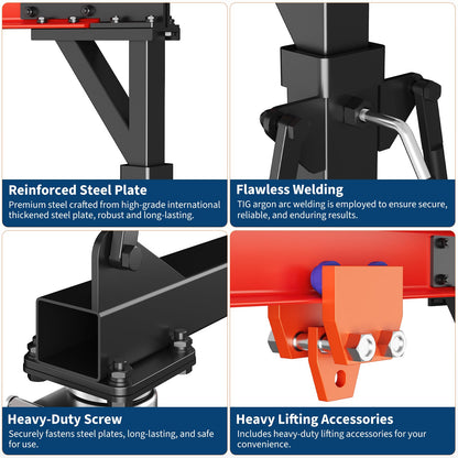 2200 LBS Gantry Crane with Manual Trolley, 1 Ton Gantry Crane with 8-12 FT Adjustable Height, Shop Crane Lift Hoist for Warehouse, Factory(with Hooks, Shackles)
