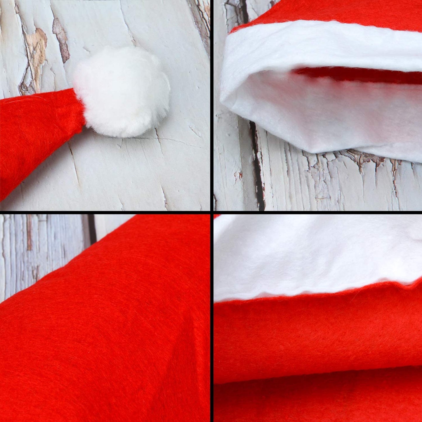 Elcoho 20 Pack Santa Red Hat Short Plush with White Cuffs Non-Woven Fabric Christmas Hat Santa Hat for Adults (Red)