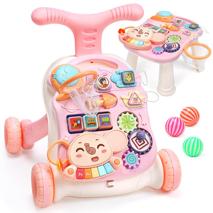 CUTE STONE Baby Walker for Girls, 2 in 1 Sit to Stand Learning Walker and Activity Center, Learning to Walk, Early Push Walking Toys for Toddler Infant…
