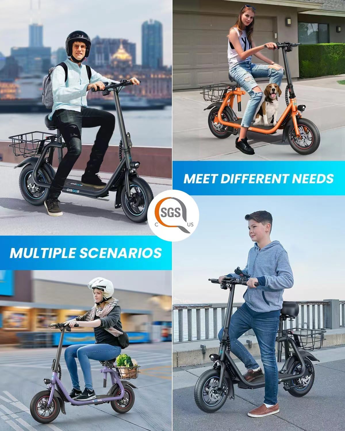 URBANMAX C1 Electric Scooter with Seat,450W Powerful Motor up to 20 Miles Range,Foldable E-Scooter for Adults Max Speed 15.5Mph,12" Pneumatic Tires for Commuting & Errands,Deep Purple
