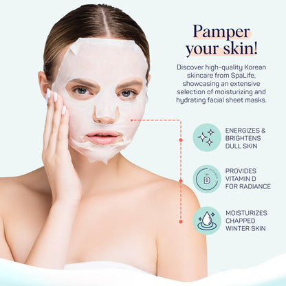 SpaLife Beauty Winter Skin Christmas Face Mask Bundle | Korean Facial Masks | Hydrating, Moisturizing and Firming Sheet Mask Set | Christmas Gifts for Women | 12 Pack