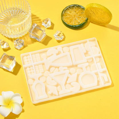 Gythara Summer Drink Theme Silicone Molds Beach Cocktail Fruit Ice Molds for DIY Party Ice Epoxy Resin Plaster Casting Soap Craft Making Decor
