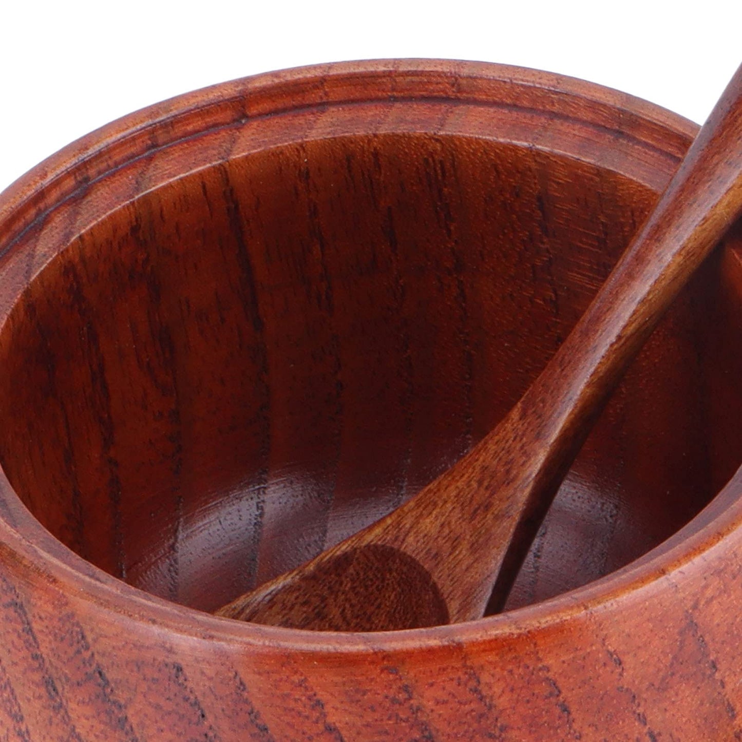 Agatige Wooden Salt Box with Lid Spoon, Vintage Salt Container Shaker Seasoning Container Cooking Utensil Sugar Holder for Kitchen, Serving, Condiment, 3.3x3.5in
