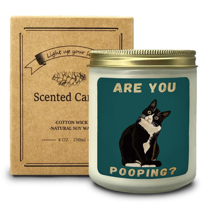 CIOJUNE Black Cat Bathroom Candle - Funny Cat Bathroom Decor Gifts, are You Poping Black Cedar Scented Candles