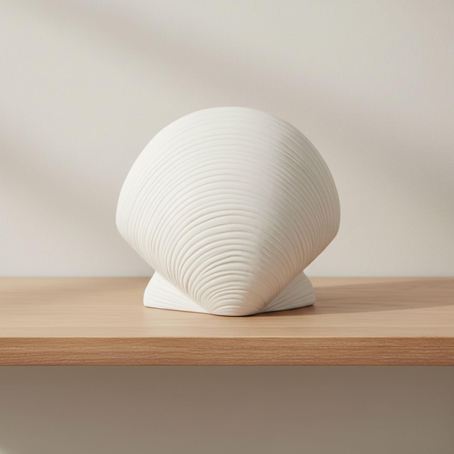 Stoneware Figurine Sculpture – Room Decor Accent, Decorative Statue for Shelf, Console, or Nightstand Placement, Coastal Home Decor Shell Design With Textured Detail – 6", White