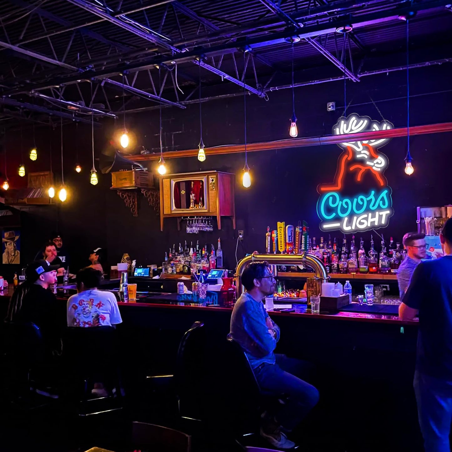 JFLLamp Crs LIGHT Neon Signs for Wall Decor Neon Lights for Bedroom Led Signs Suitable for Man Cave Bar Pub Restaurant Christmas Birthday Party Gift Led Art Wall Decorative Crs Light Bar Sign, 5V Usb Power, 17*11 Inch(Azure+red+white）
