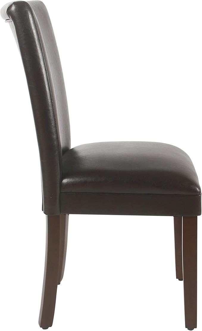 HomePop Parsons Upholstered Accent Dining Chair, Dark Brown Faux Leather