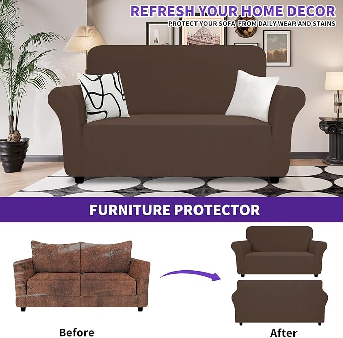 ZNSAYOTX Super Stretch Loveseat Covers, New Striped Love Seat Slipcover