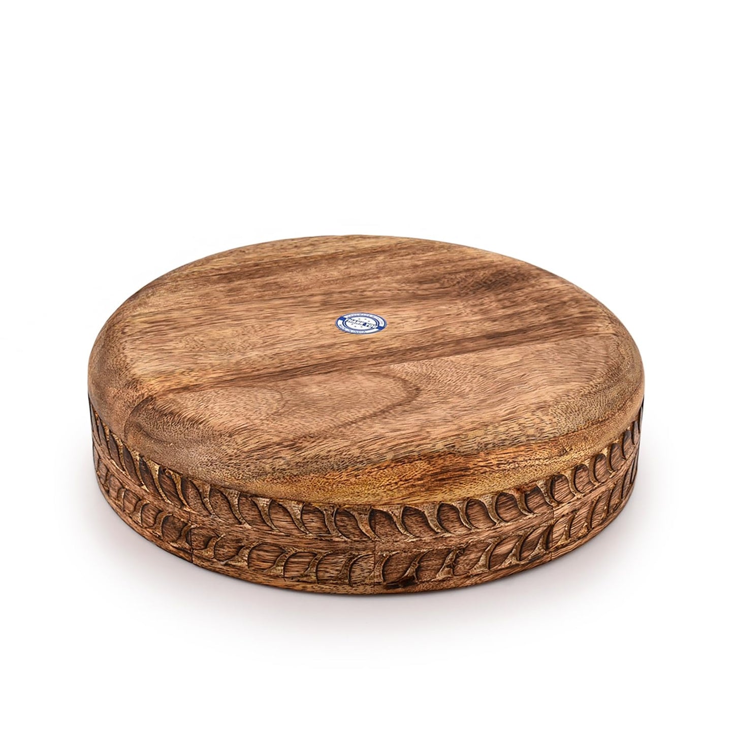 BHAVATU Salad Bowl Mango Wood Round Wooden Salad Bowl Fruit Serving Bowl Dishes for Salads, Fruit, Nuts or Snacks (10" x 10" x 2.5")