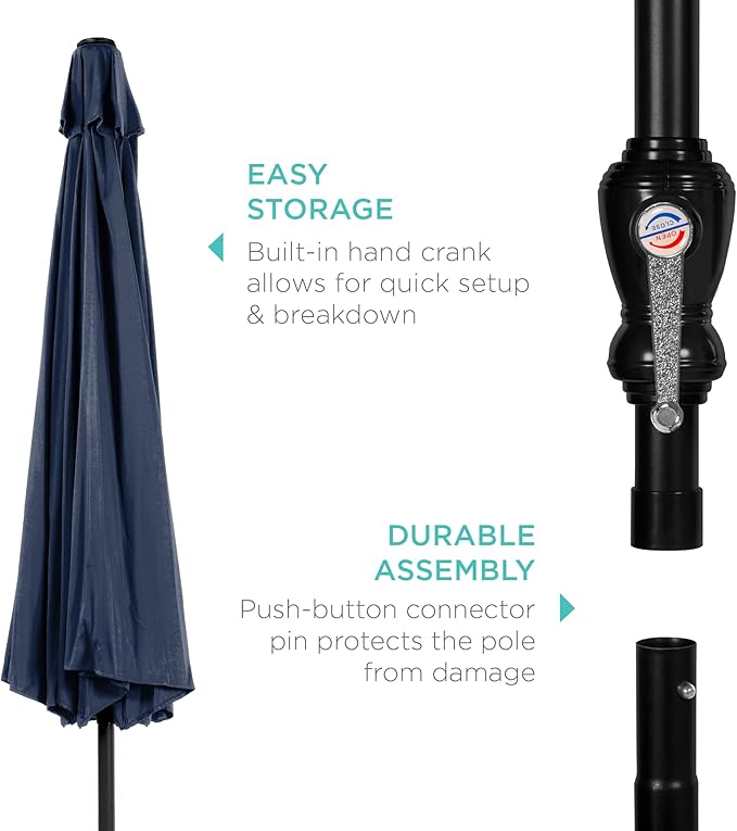 Best Choice Products 10ft Outdoor Table Compatible Steel Polyester Market Patio Umbrella w/Crank and Easy Push Button Tilt