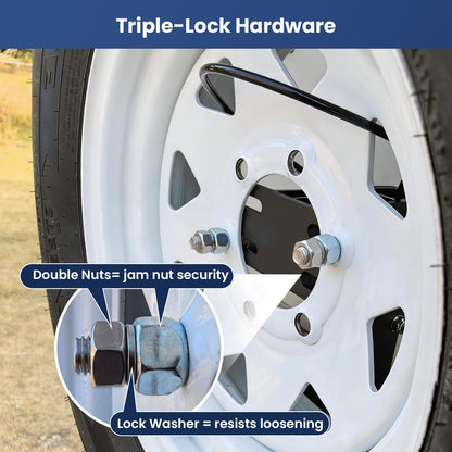 Safoner Heavy-Duty Tilt-Forward RV Spare Tire Carrier for 4" Rear Square Bumpers, Weld-Free Aluminum Trailer Spare Tire Mount, 22" High-Clearance Design Reduces Scraping, Camper Essentials Accessories