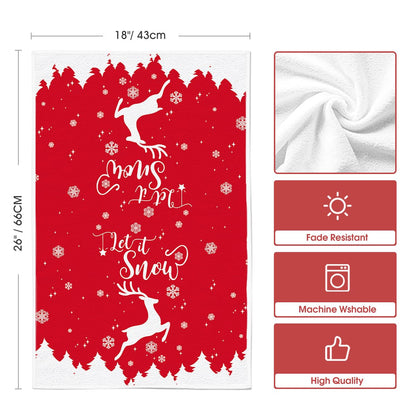 Artoid Mode Elk Merry Christmas Kitchen Towels and Dish Towels Red, 18 x 26 Inch Snow Winter Xmas Holiday Ultra Absorbent Drying Cloth Tea Towels for Cooking Baking Set of 4